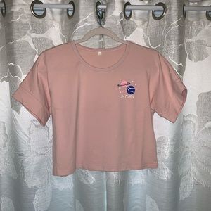 SHEIN Pink “Saturn” Cropped Tee